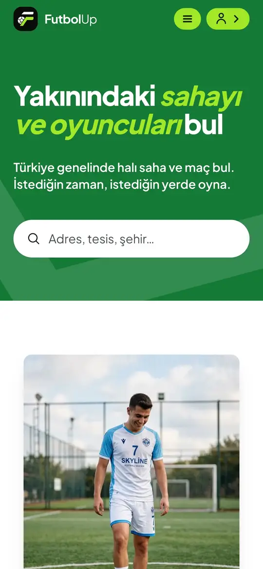 Futbolup ana sayfası telefonda: saha arama, FutbolUp nedir ve oyuncular için adımlar